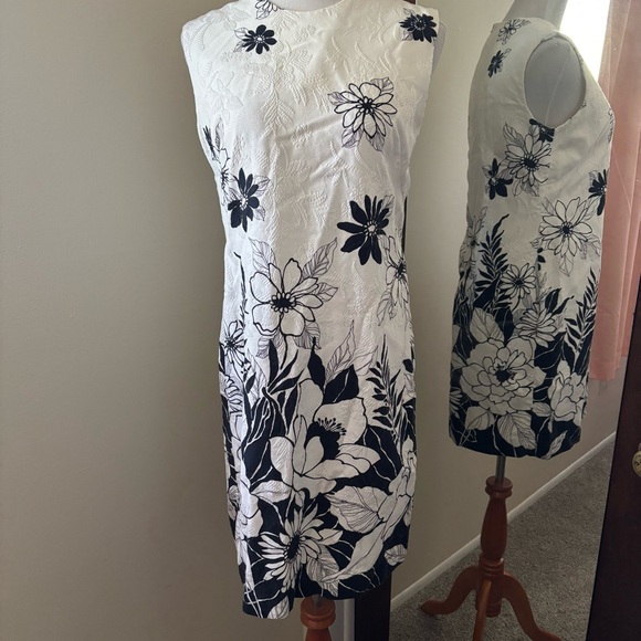 Vintage Dresses & Skirts - Vintage 60s 70s John Abbott Dress Navy White Floral Sleeveless Fits Medium M
